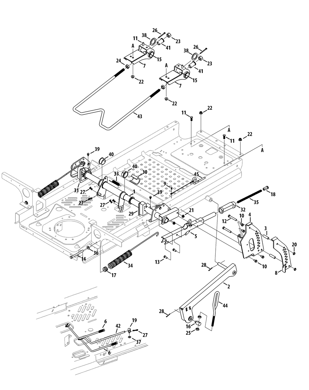 Deck Lift Diagram and Parts List for Z-FORCESZ48 (53ATDFJB-53ATDFJB050)(2014) Cub Cadet Lawn Tractor
